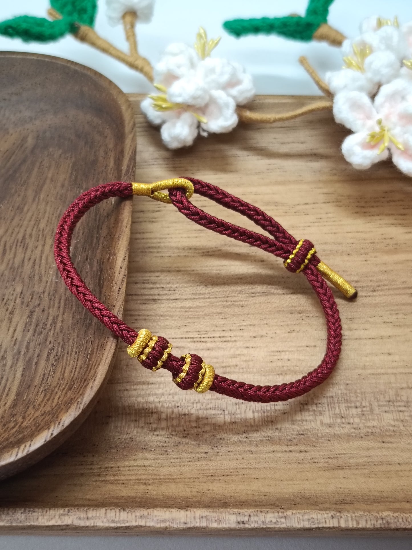3mm Wine Red Flat Knot Circle